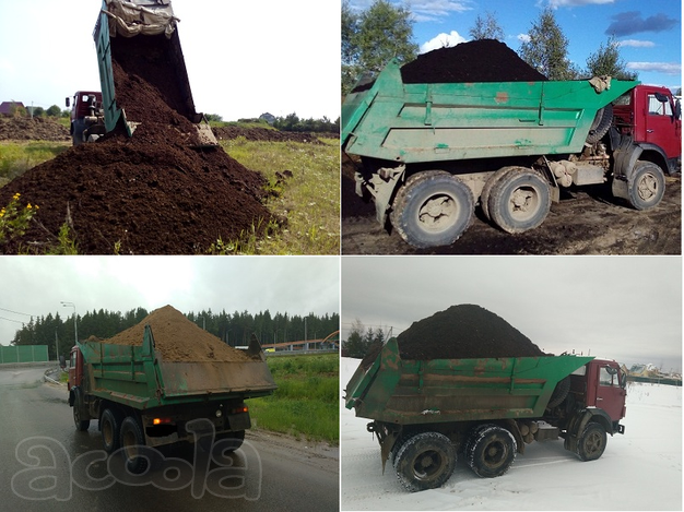 Щебень, гравий, песок мытый, земля, перегной конский, коровий, чернозём, навоз, торф